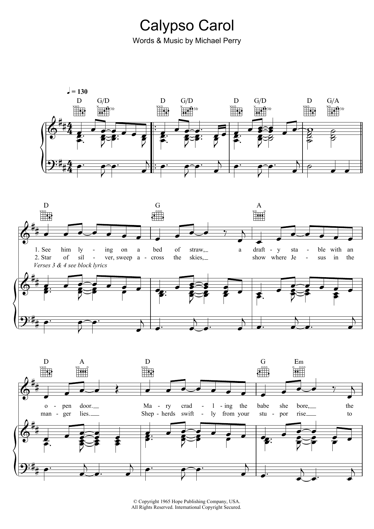 Michael Perry "Calypso Carol" Sheet Music & Chords Download 3Page