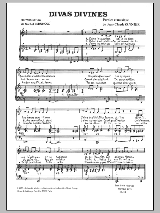 Download Michel Bernholc Divas Divines Sheet Music and learn how to play Piano & Vocal PDF digital score in minutes