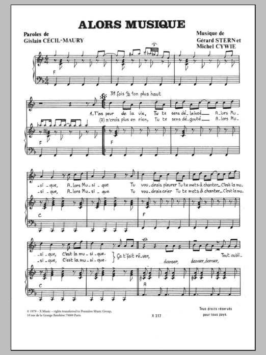 Download Gérard Stern Alors Musique! Sheet Music and learn how to play Piano & Vocal PDF digital score in minutes