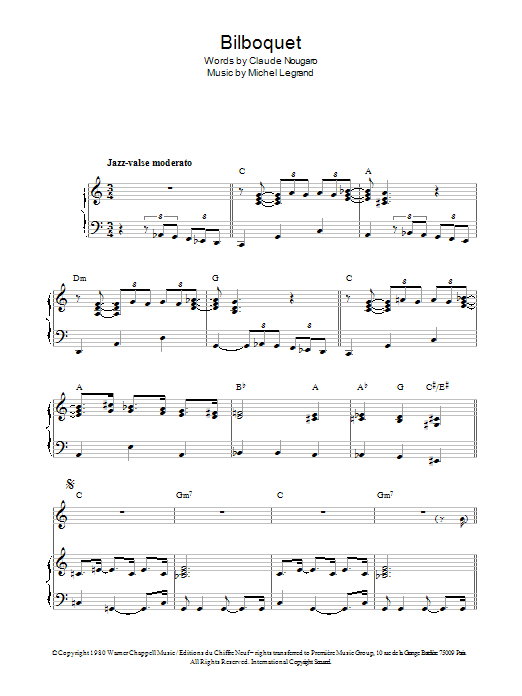 Download Michel Legrand Bilboquet Sheet Music and learn how to play Piano, Vocal & Guitar PDF digital score in minutes