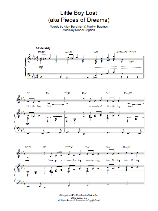 Download Michel Legrand Little Boy Lost Sheet Music and learn how to play Piano, Vocal & Guitar PDF digital score in minutes