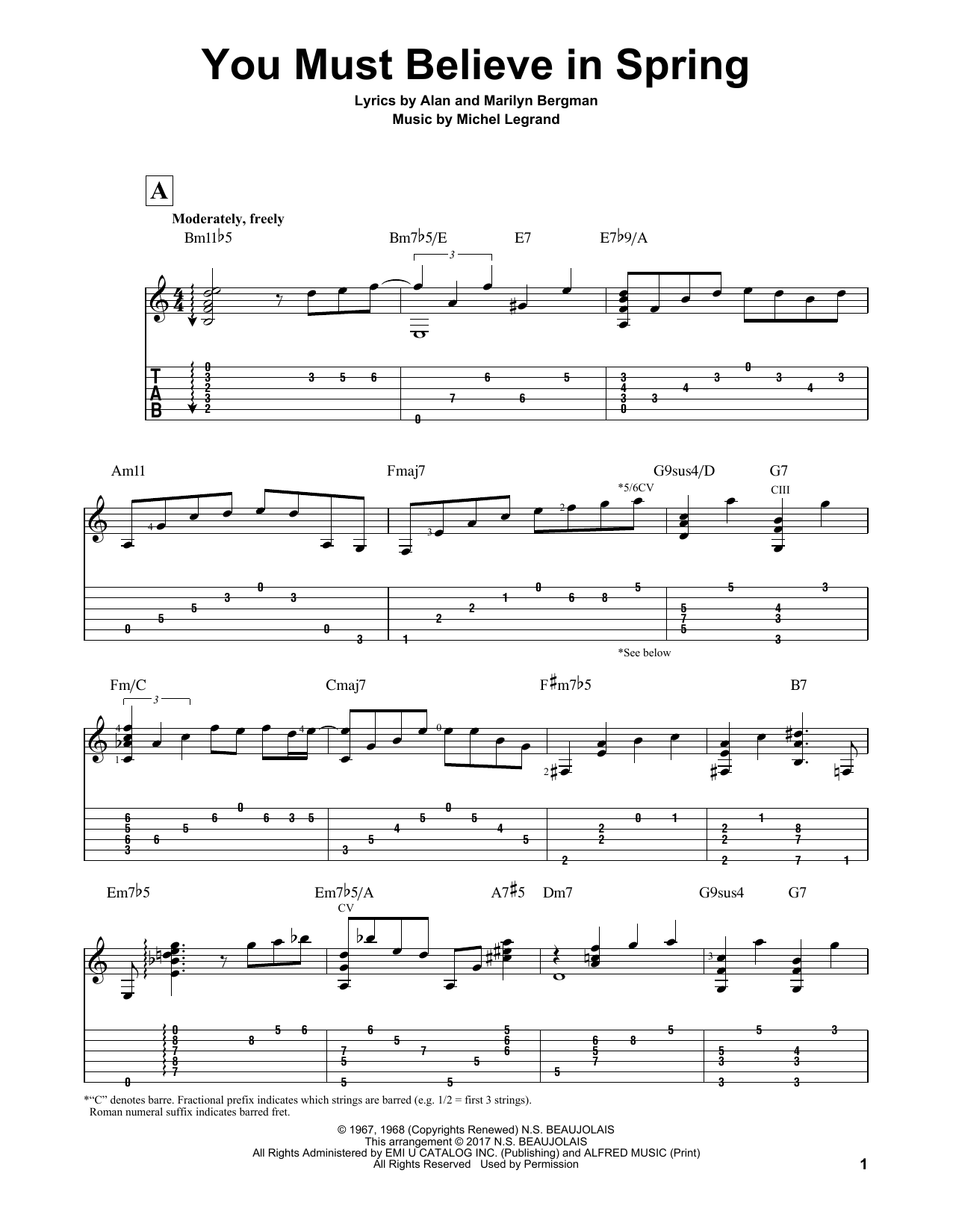 Download Matt Otten You Must Believe In Spring Sheet Music and learn how to play Guitar Tab PDF digital score in minutes