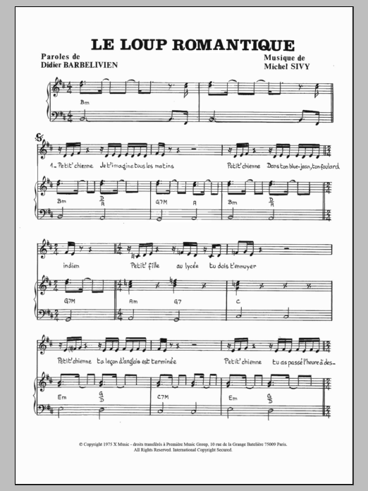 Download Michel Sivy Le Loup Romantique Sheet Music and learn how to play Piano & Vocal PDF digital score in minutes