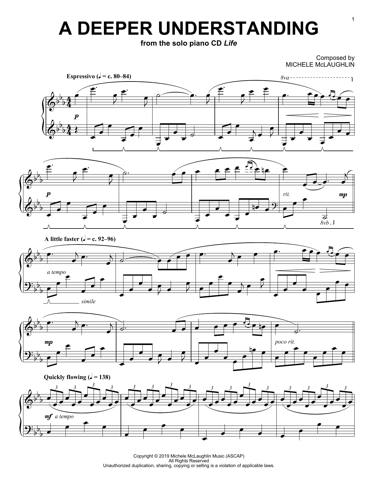 Download Michele McLaughlin A Deeper Understanding Sheet Music and learn how to play Piano Solo PDF digital score in minutes