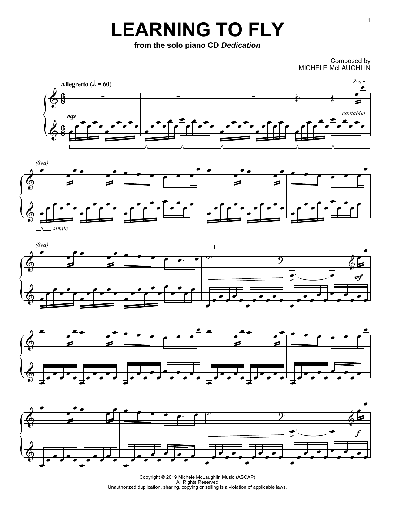 Download Michele McLaughlin Learning To Fly Sheet Music and learn how to play Piano Solo PDF digital score in minutes