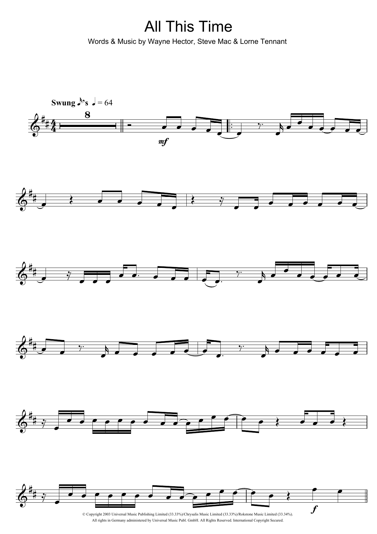 Download Michelle McManus All This Time Sheet Music and learn how to play Clarinet PDF digital score in minutes