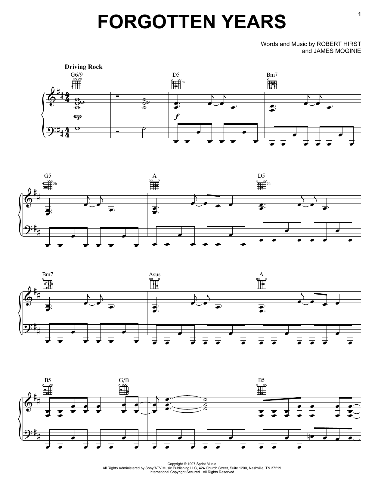 Download Midnight Oil Forgotten Years Sheet Music and learn how to play Piano, Vocal & Guitar (Right-Hand Melody) PDF digital score in minutes