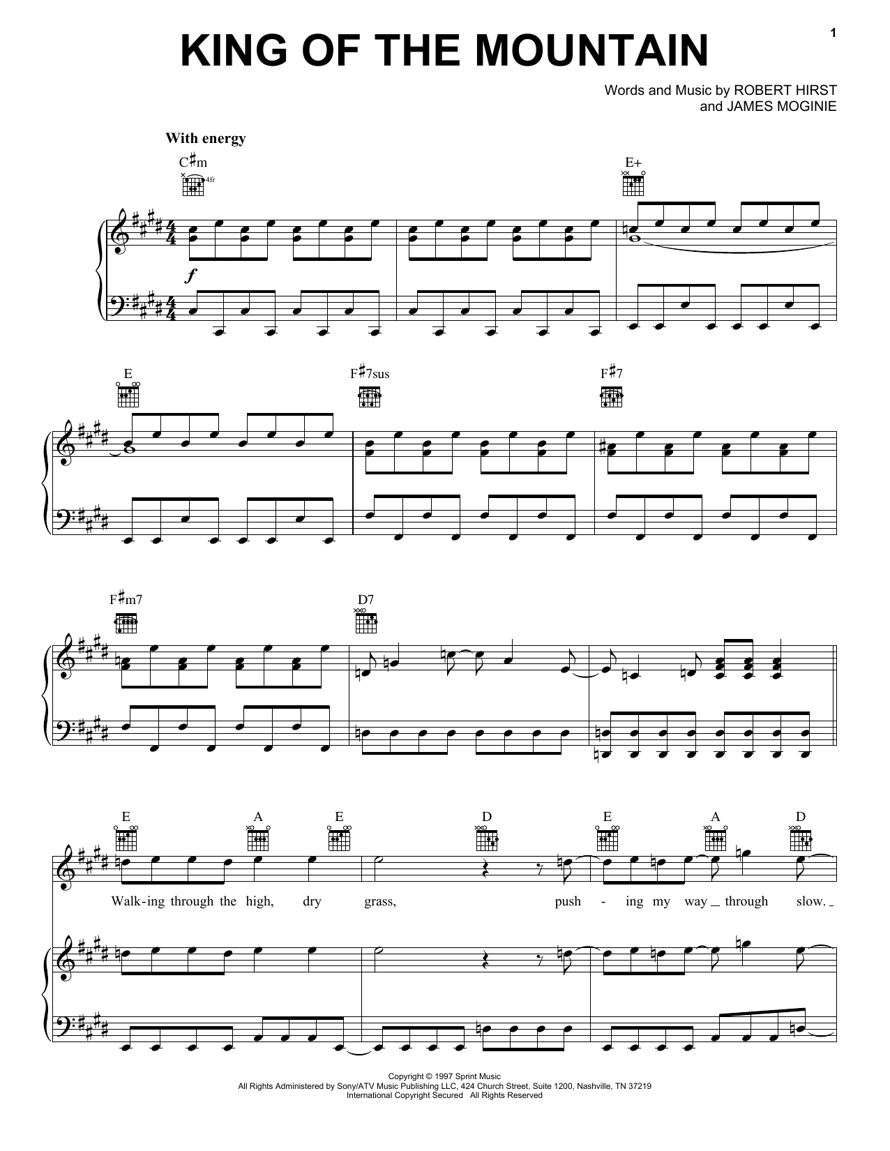 Download Midnight Oil King Of The Mountain Sheet Music and learn how to play Piano, Vocal & Guitar (Right-Hand Melody) PDF digital score in minutes