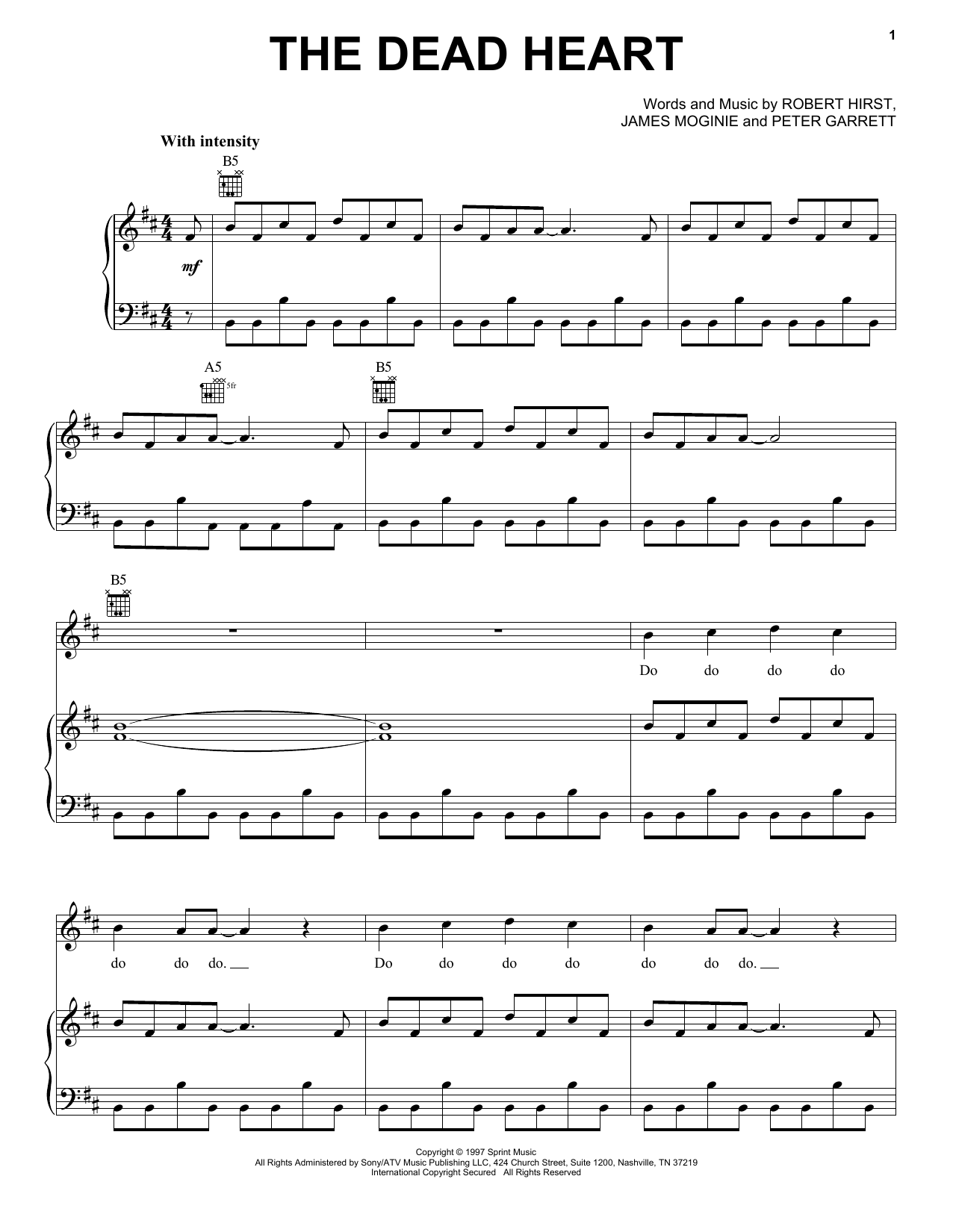 Download Midnight Oil The Dead Heart Sheet Music and learn how to play Piano, Vocal & Guitar (Right-Hand Melody) PDF digital score in minutes