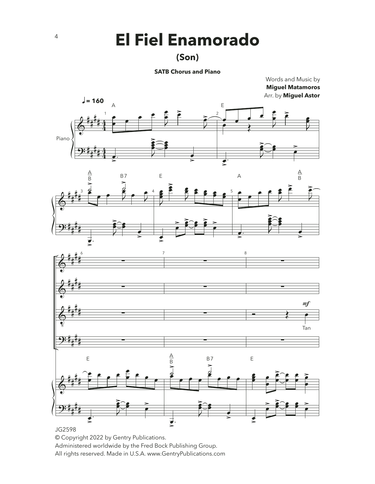 Download Miguel Astor El Fiel Enamorado (The Faithful Lover) Sheet Music and learn how to play Choir PDF digital score in minutes