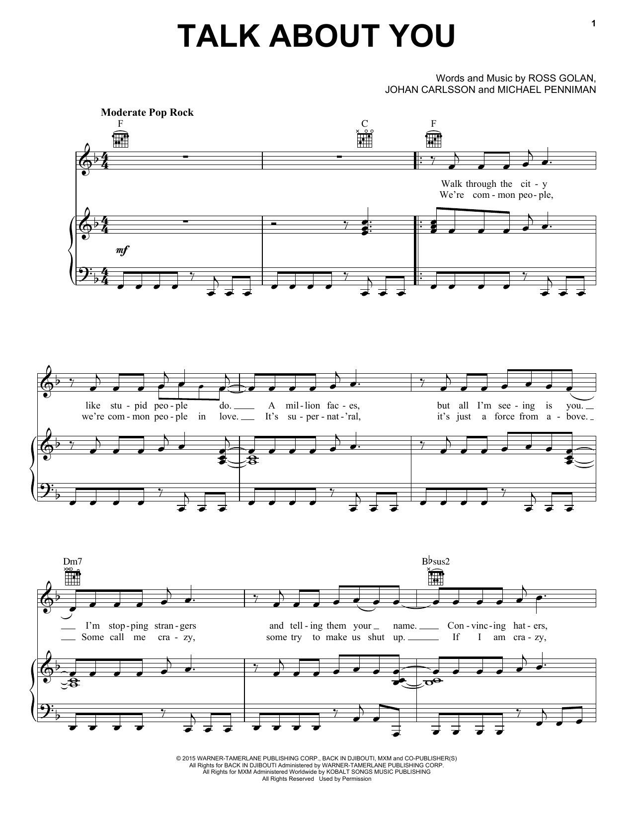 Download Mika Talk About You Sheet Music and learn how to play Piano, Vocal & Guitar (Right-Hand Melody) PDF digital score in minutes