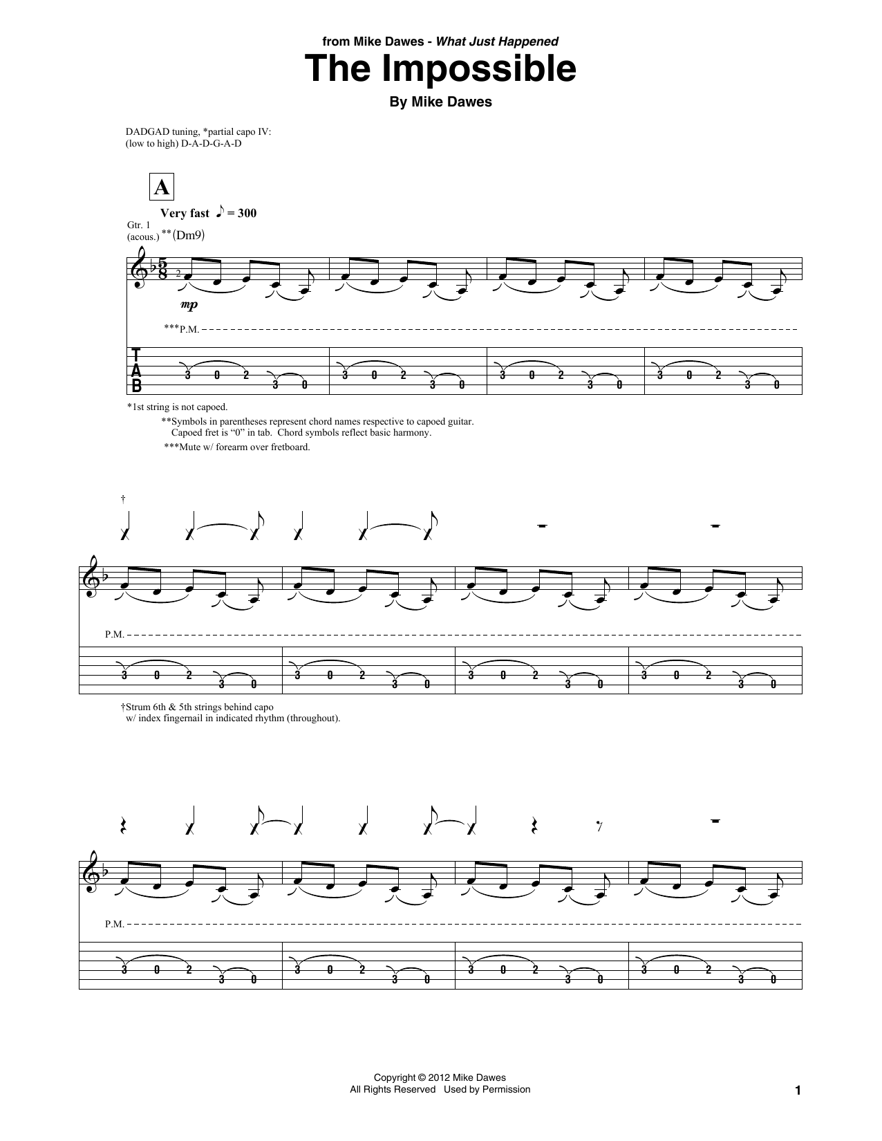 Download Mike Dawes The Impossible Sheet Music and learn how to play Solo Guitar PDF digital score in minutes