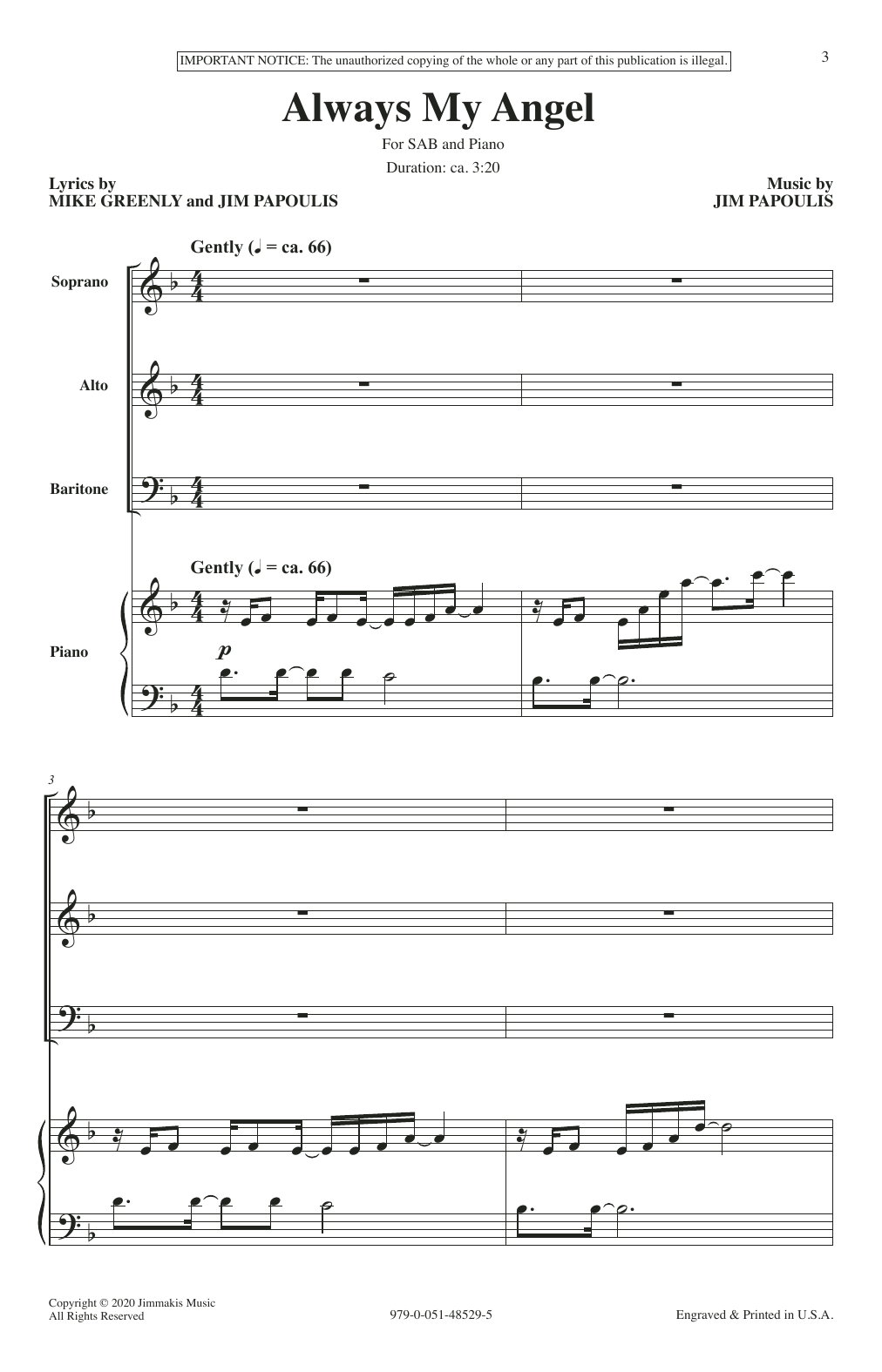 Download Mike Greenly and Jim Papoulis Always My Angel Sheet Music and learn how to play SAB Choir PDF digital score in minutes