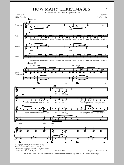 Download Mike Greenly How Many Christmases Sheet Music and learn how to play SATB PDF digital score in minutes