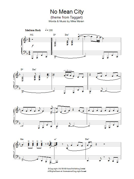 Download Mike Moran No Mean City (theme from Taggart) Sheet Music and learn how to play Piano PDF digital score in minutes