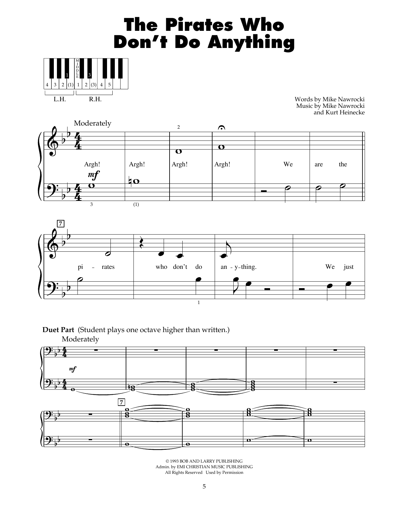Download Mike Nawrocki The Pirates Who Don't Do Anything (from Jonah - A VeggieTales Movie) Sheet Music and learn how to play 5-Finger Piano PDF digital score in minutes