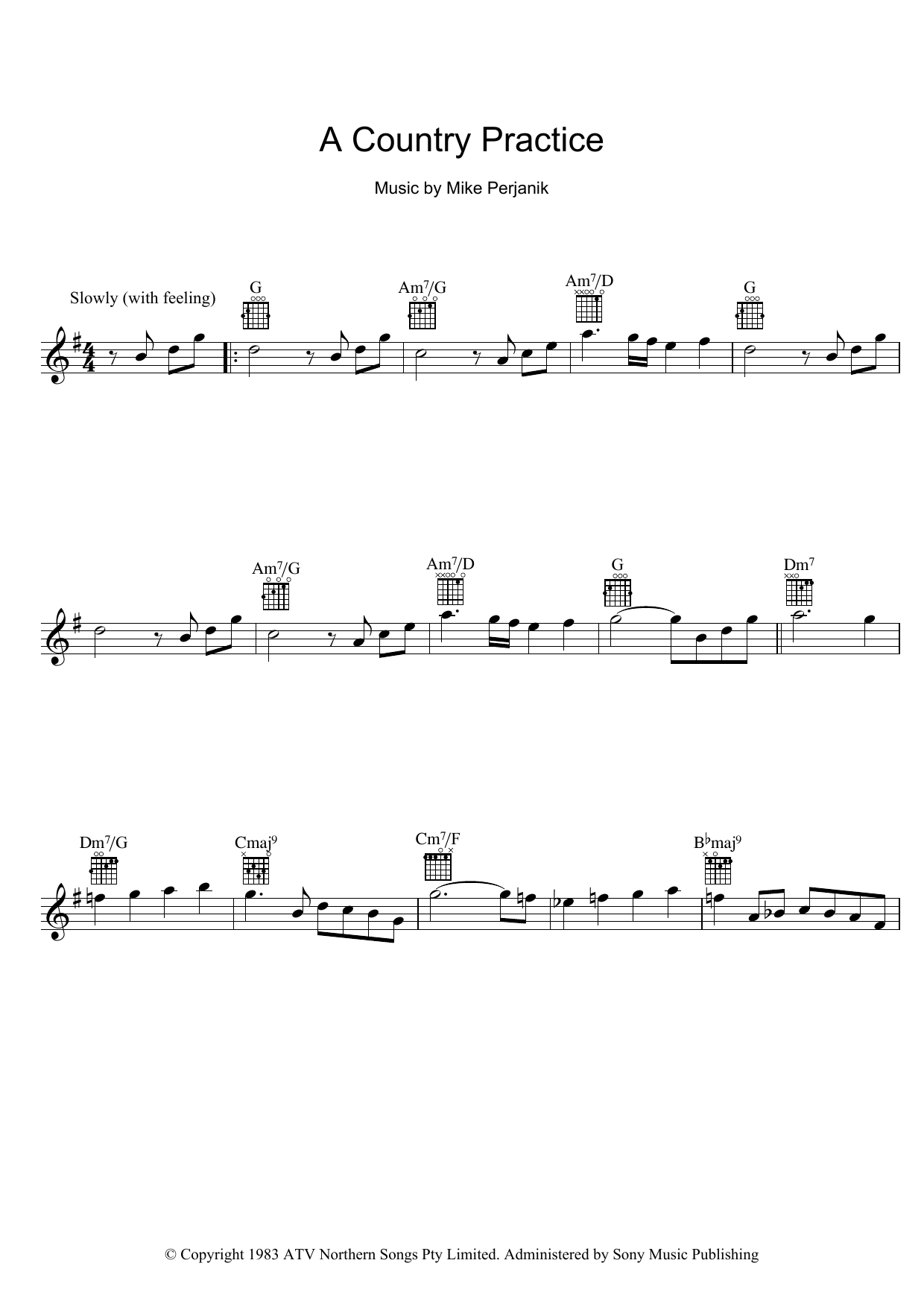 Download Mike Perjanik A Country Practice Sheet Music and learn how to play Melody Line, Lyrics & Chords PDF digital score in minutes