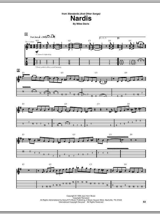 Download Mike Stern Nardis Sheet Music and learn how to play Guitar Tab PDF digital score in minutes