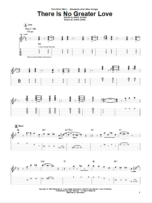 Download Mike Stern There Is No Greater Love Sheet Music and learn how to play Guitar Tab PDF digital score in minutes