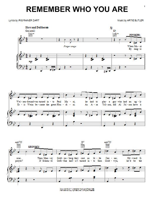 Download Mike Stoller Remember Who You Are Sheet Music and learn how to play Piano, Vocal & Guitar (Right-Hand Melody) PDF digital score in minutes