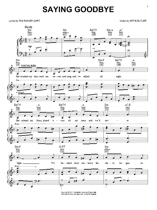 Download Mike Stoller Saying Goodbye Sheet Music and learn how to play Piano, Vocal & Guitar (Right-Hand Melody) PDF digital score in minutes