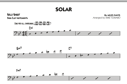 Download Mike Tomaro Solar - Bass Clef Solo Sheet Sheet Music and learn how to play Jazz Ensemble PDF digital score in minutes