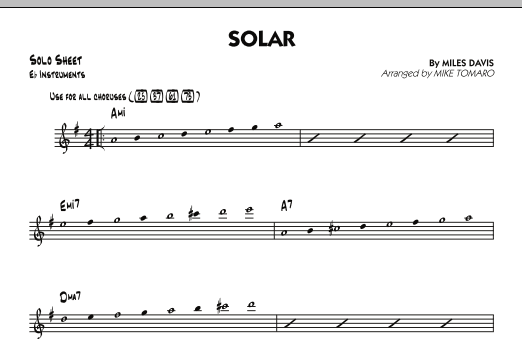 Download Mike Tomaro Solar - Eb Solo Sheet Sheet Music and learn how to play Jazz Ensemble PDF digital score in minutes
