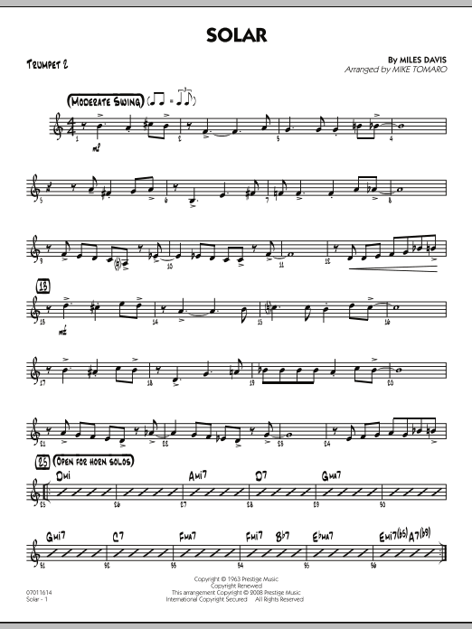Download Mike Tomaro Solar - Trumpet 2 Sheet Music and learn how to play Jazz Ensemble PDF digital score in minutes