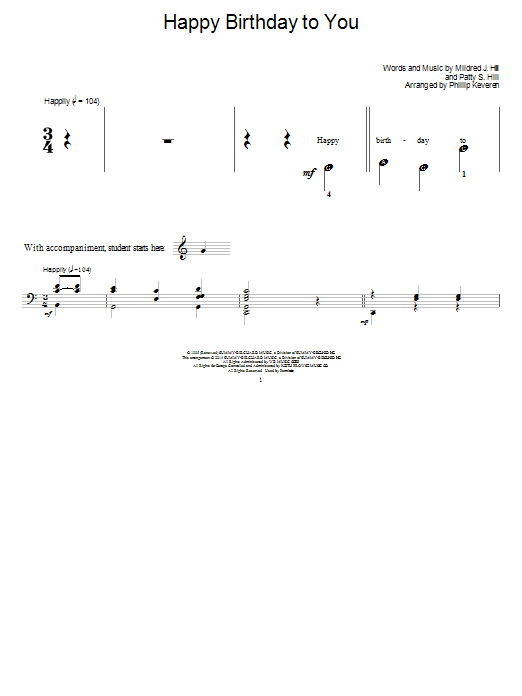 Download Phillip Keveren Happy Birthday To You Sheet Music and learn how to play Educational Piano PDF digital score in minutes