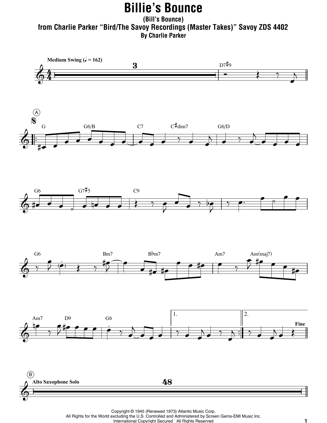 Download Miles Davis Billie's Bounce (Bill's Bounce) Sheet Music and learn how to play Trumpet Transcription PDF digital score in minutes