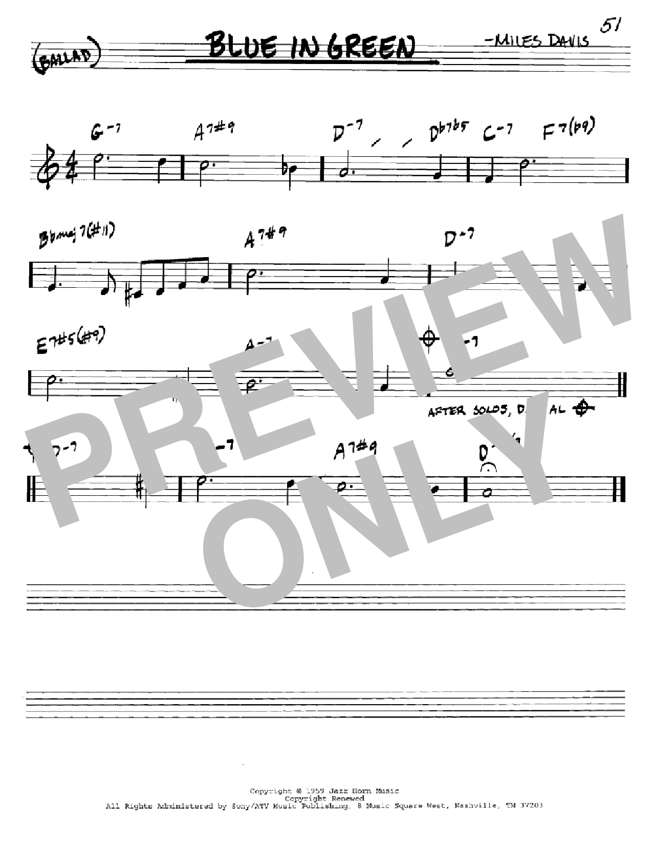 Download Miles Davis Blue In Green Sheet Music and learn how to play Piano PDF digital score in minutes