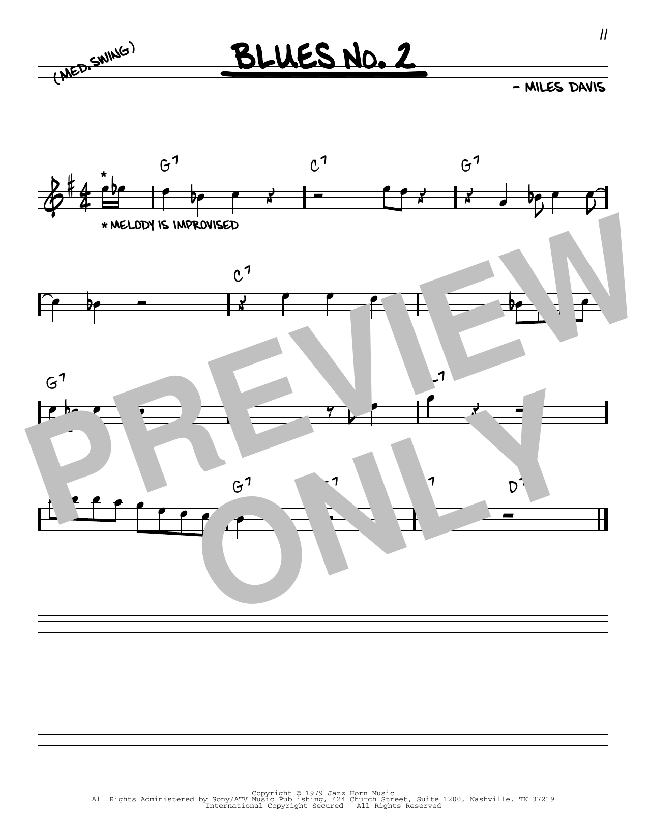Download Miles Davis Blues No. 2 Sheet Music and learn how to play Real Book – Melody & Chords PDF digital score in minutes
