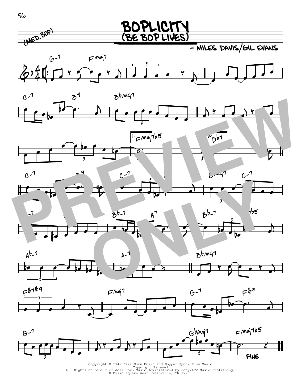 Download Miles Davis Boplicity (Be Bop Lives) [Reharmonized version] (arr. Jack Grassel) Sheet Music and learn how to play Real Book – Melody & Chords PDF digital score in minutes