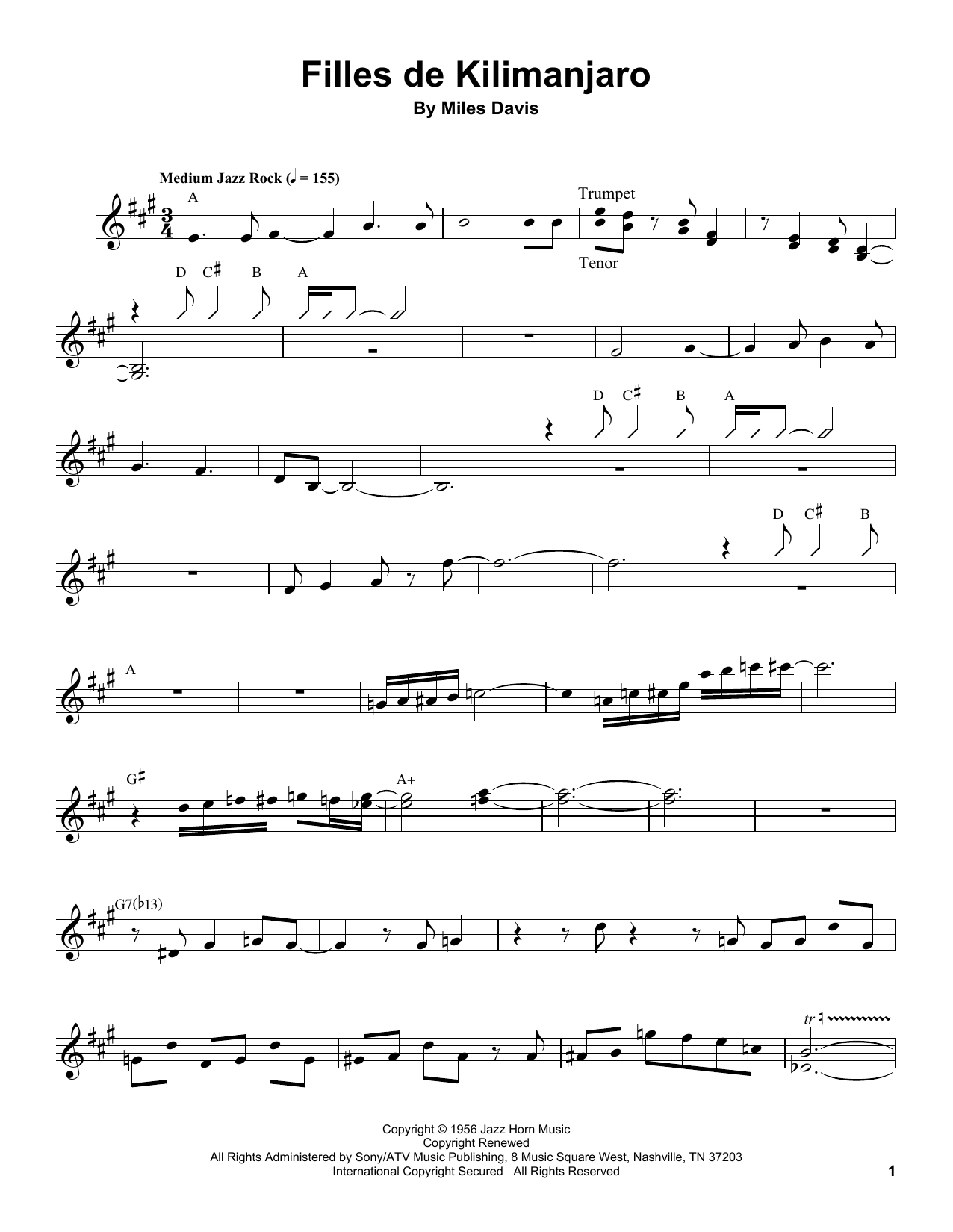 Download Miles Davis Filles De Kilimanjaro Sheet Music and learn how to play Real Book – Melody & Chords PDF digital score in minutes