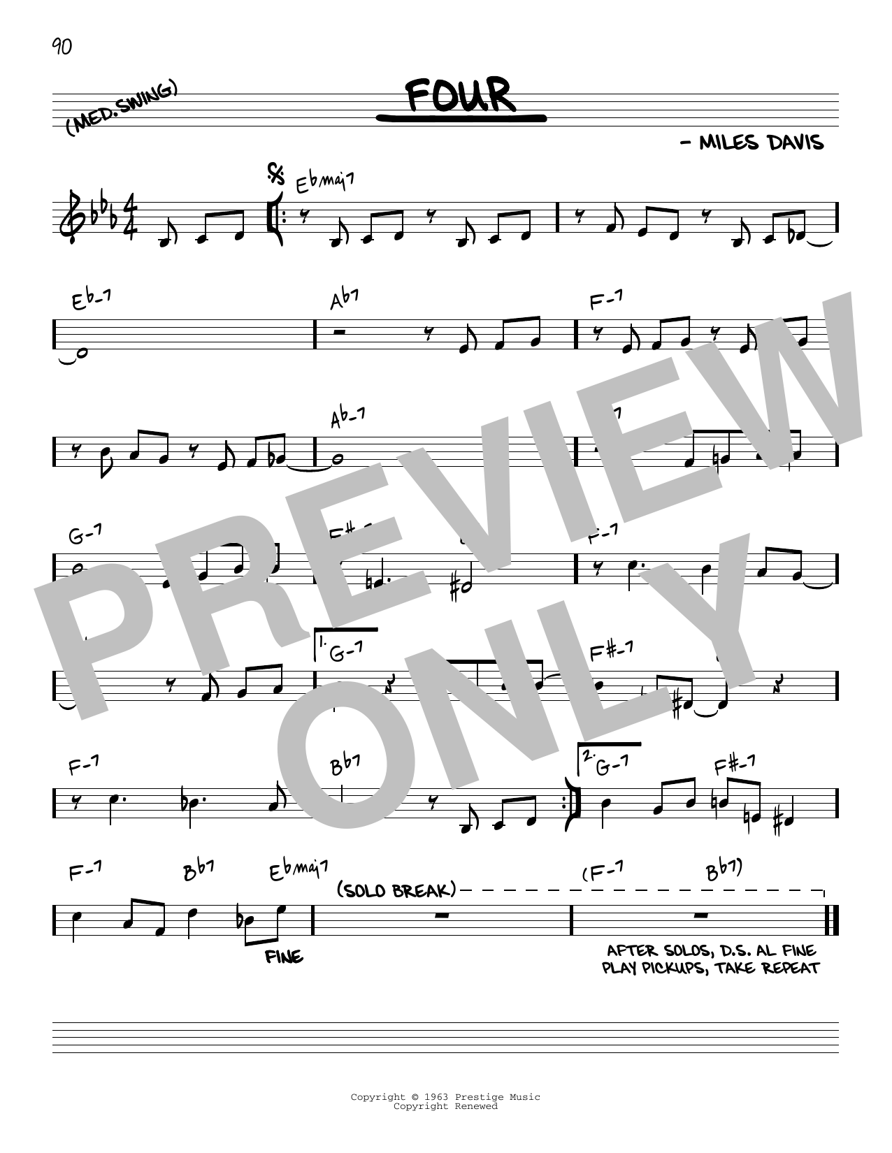 Download Miles Davis Four Sheet Music and learn how to play TPTTRN PDF digital score in minutes