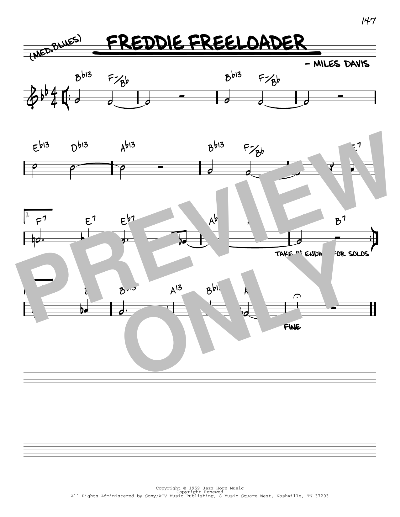 Download Miles Davis Freddie Freeloader [Reharmonized version] (arr. Jack Grassel) Sheet Music and learn how to play Real Book – Melody & Chords PDF digital score in minutes