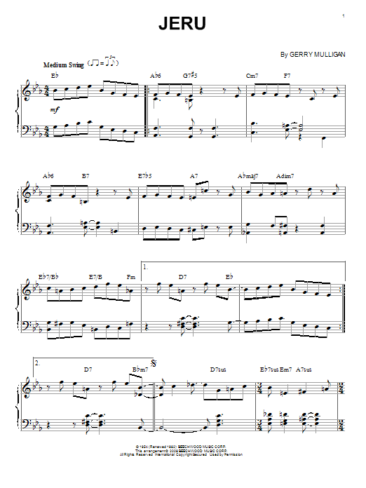 Download Miles Davis Jeru Sheet Music and learn how to play Piano PDF digital score in minutes