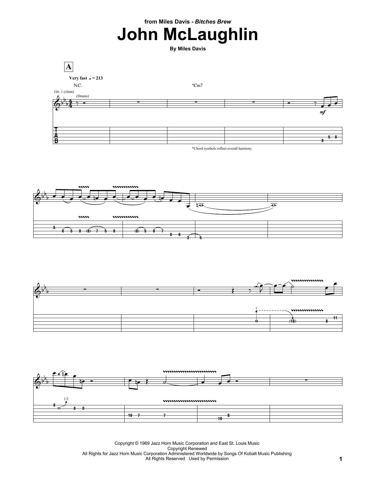 Download Miles Davis John McLaughlin Sheet Music and learn how to play Guitar Tab PDF digital score in minutes