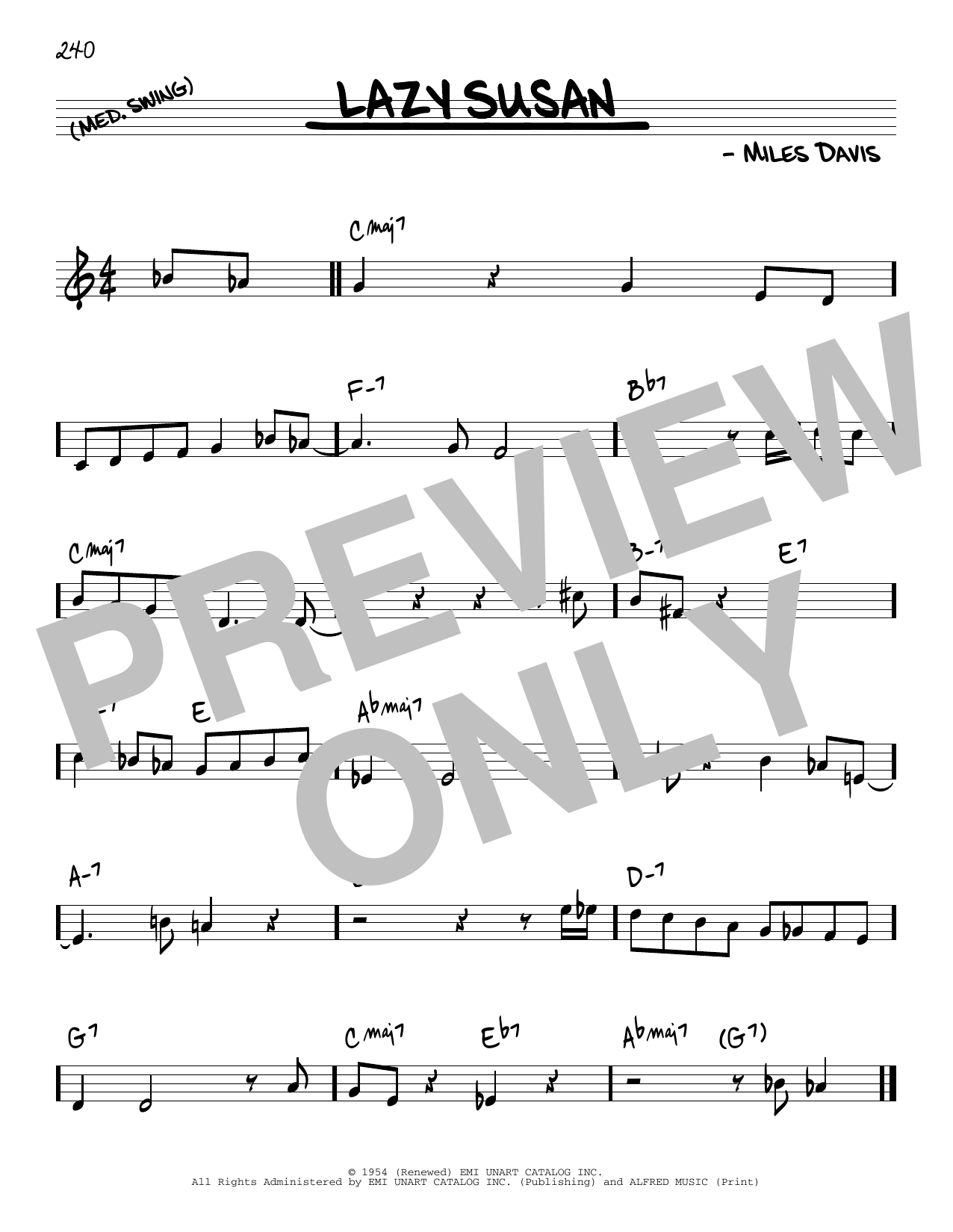 Download Miles Davis Lazy Susan Sheet Music and learn how to play Real Book – Melody & Chords PDF digital score in minutes