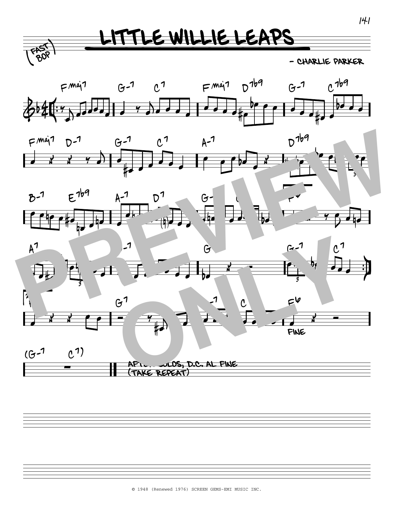 Download Miles Davis Little Willie Leaps Sheet Music and learn how to play Real Book - Melody & Chords - C Instruments PDF digital score in minutes