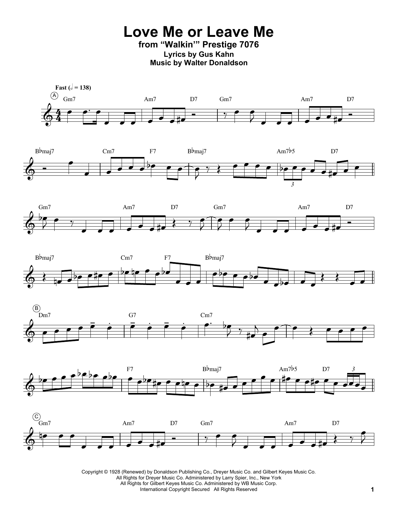 Download Miles Davis Love Me Or Leave Me Sheet Music and learn how to play Trumpet Transcription PDF digital score in minutes