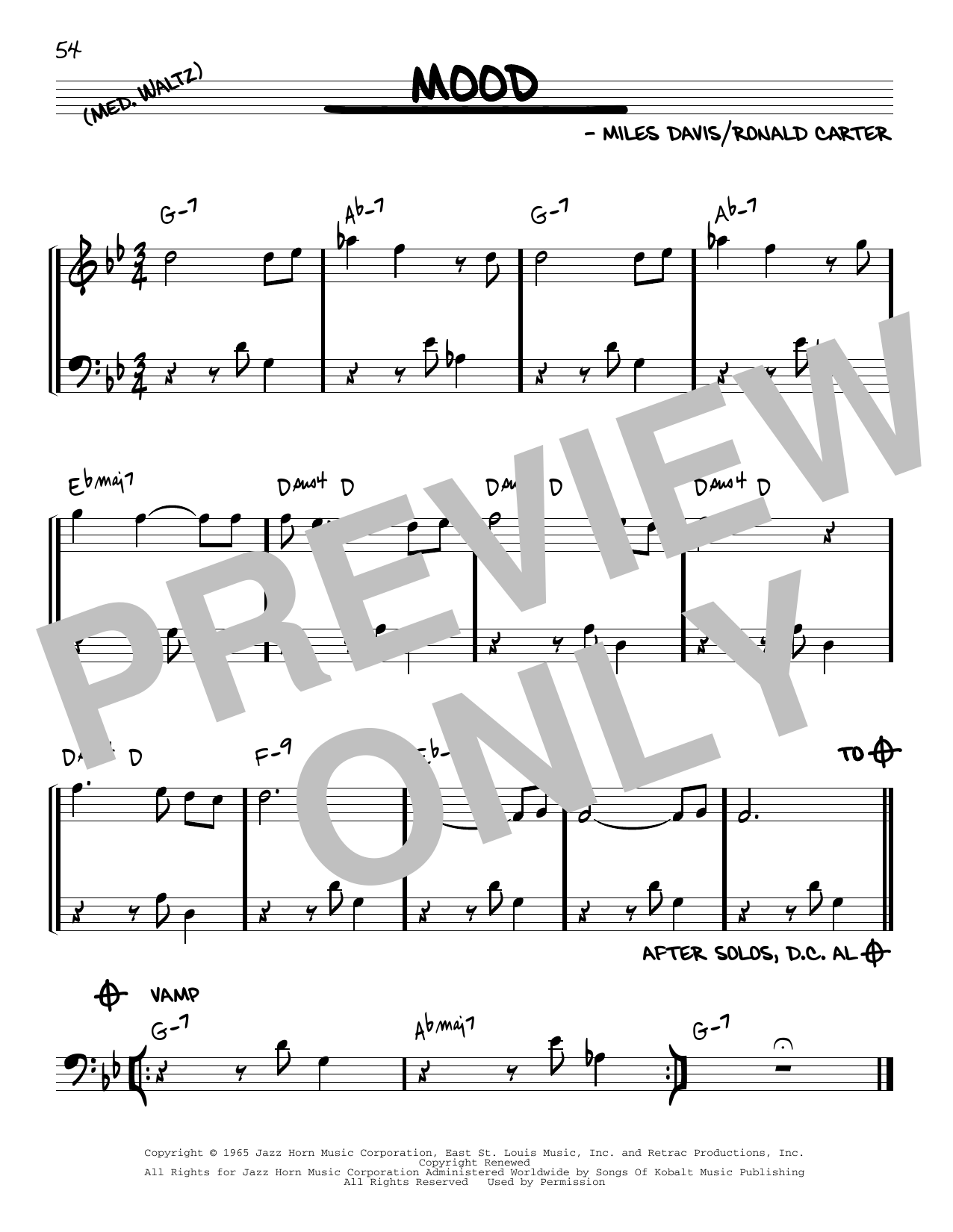 Download Miles Davis Mood Sheet Music and learn how to play Real Book – Melody & Chords PDF digital score in minutes