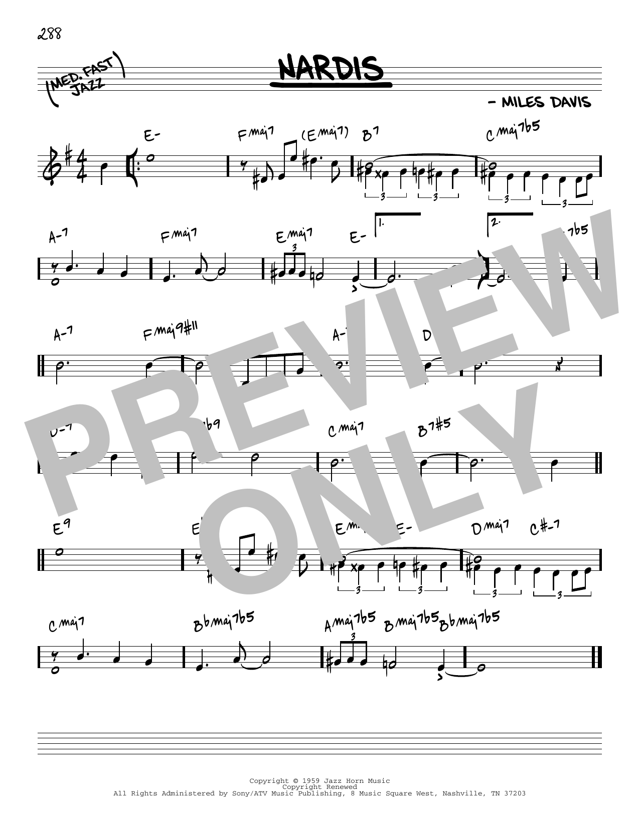 Download Miles Davis Nardis [Reharmonized version] (arr. Jack Grassel) Sheet Music and learn how to play Real Book – Melody & Chords PDF digital score in minutes