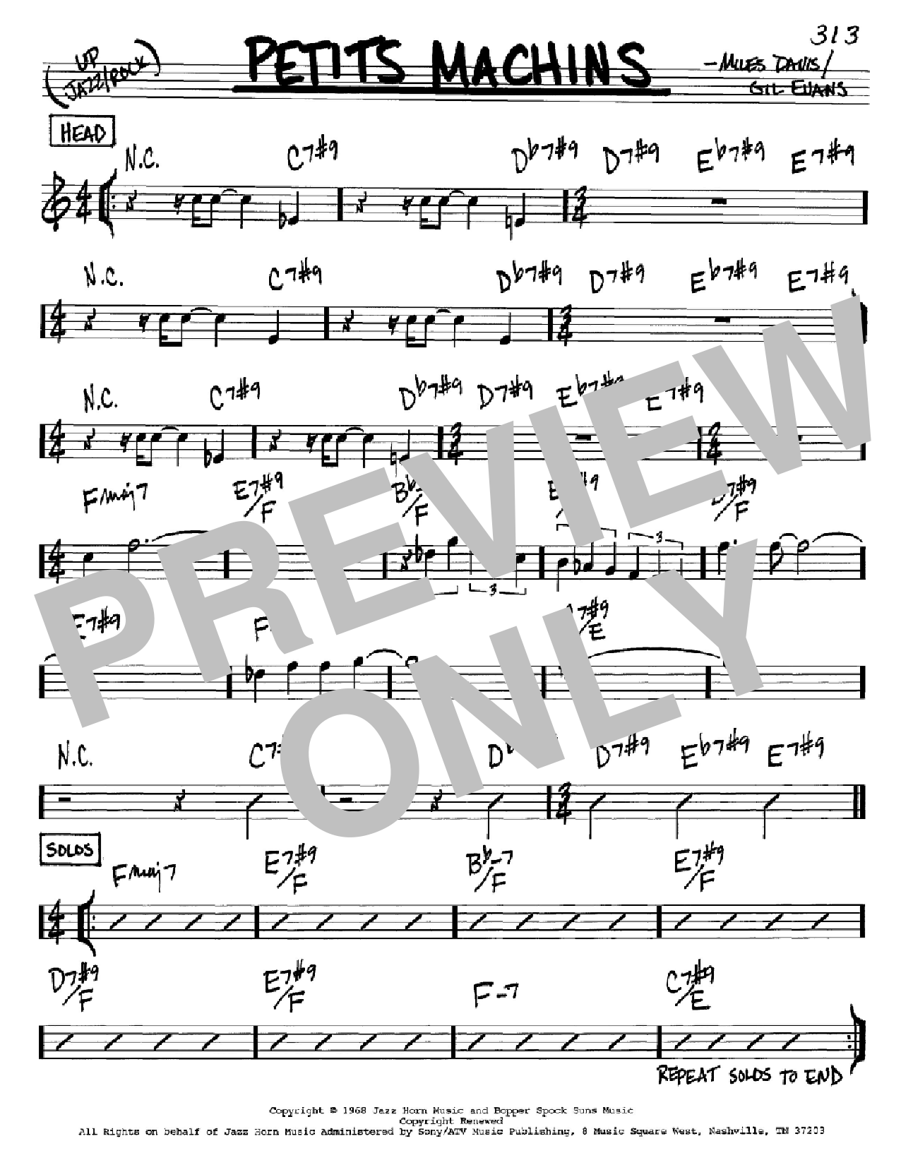 Download Miles Davis Petits Machins Sheet Music and learn how to play Real Book – Melody & Chords PDF digital score in minutes