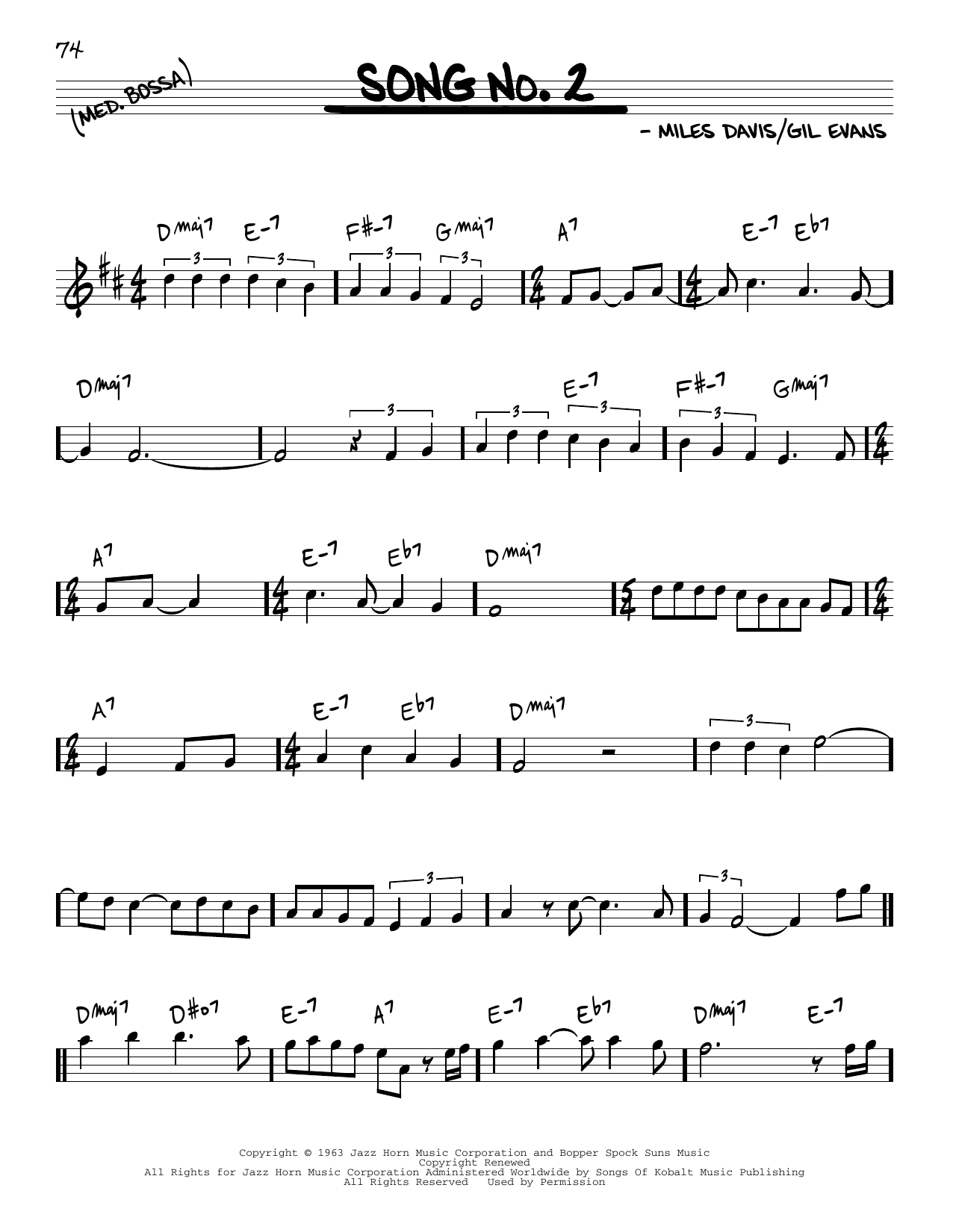 Download Miles Davis Song No. 2 Sheet Music and learn how to play Real Book – Melody & Chords PDF digital score in minutes