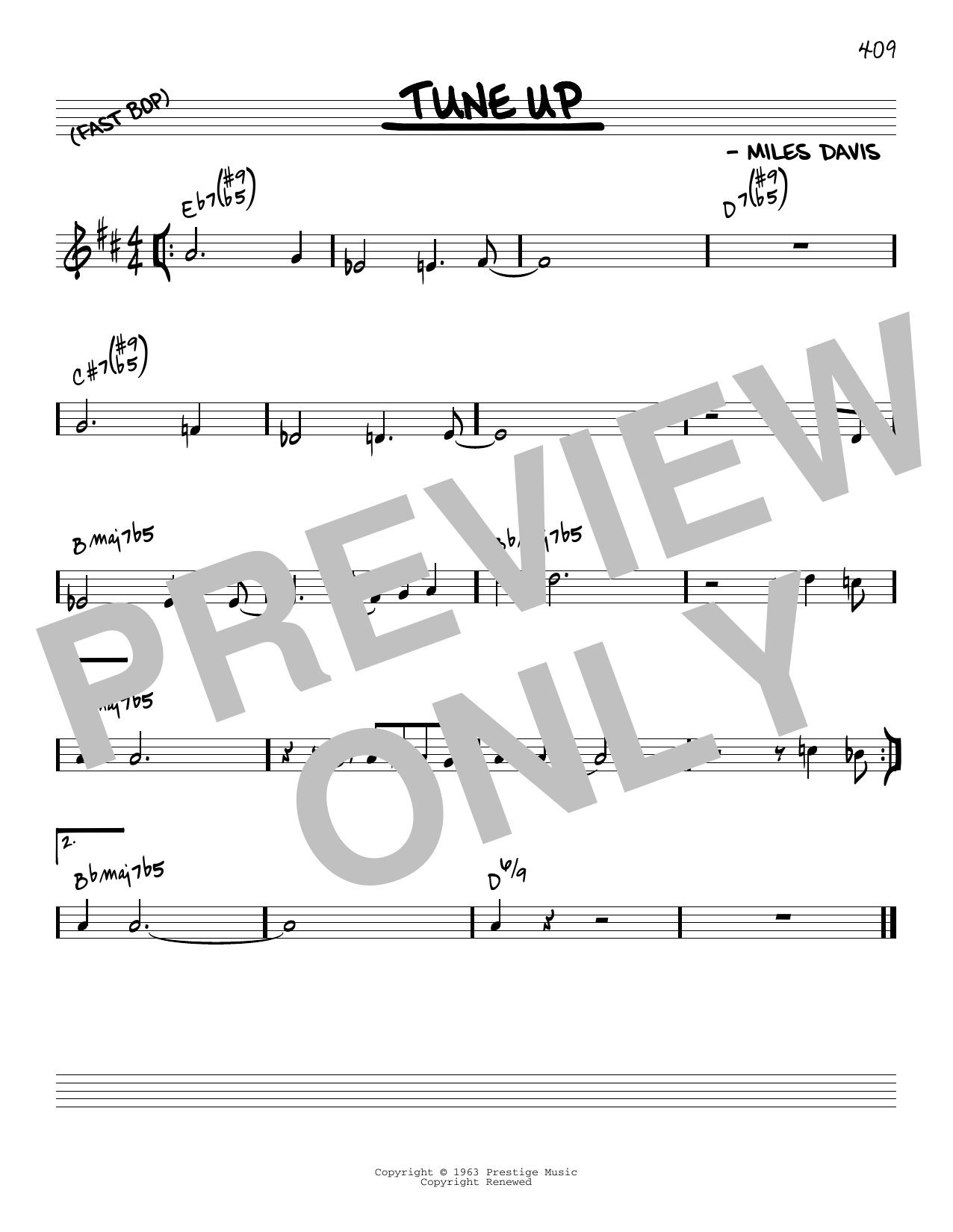 Download Miles Davis Tune Up [Reharmonized version] (arr. Jack Grassel) Sheet Music and learn how to play Real Book – Melody & Chords PDF digital score in minutes