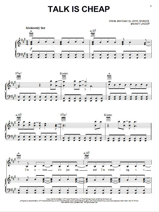 Download Miley Cyrus Talk Is Cheap Sheet Music and learn how to play Piano, Vocal & Guitar (Right-Hand Melody) PDF digital score in minutes