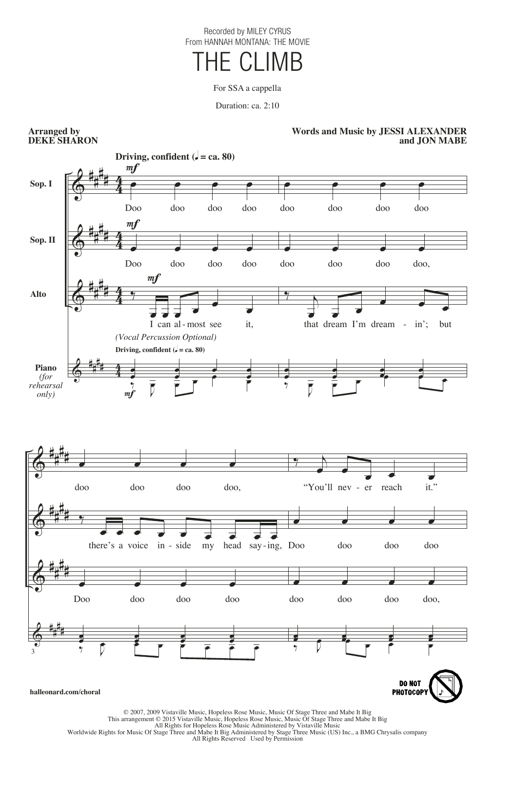 Download Deke Sharon The Climb Sheet Music and learn how to play SSA PDF digital score in minutes