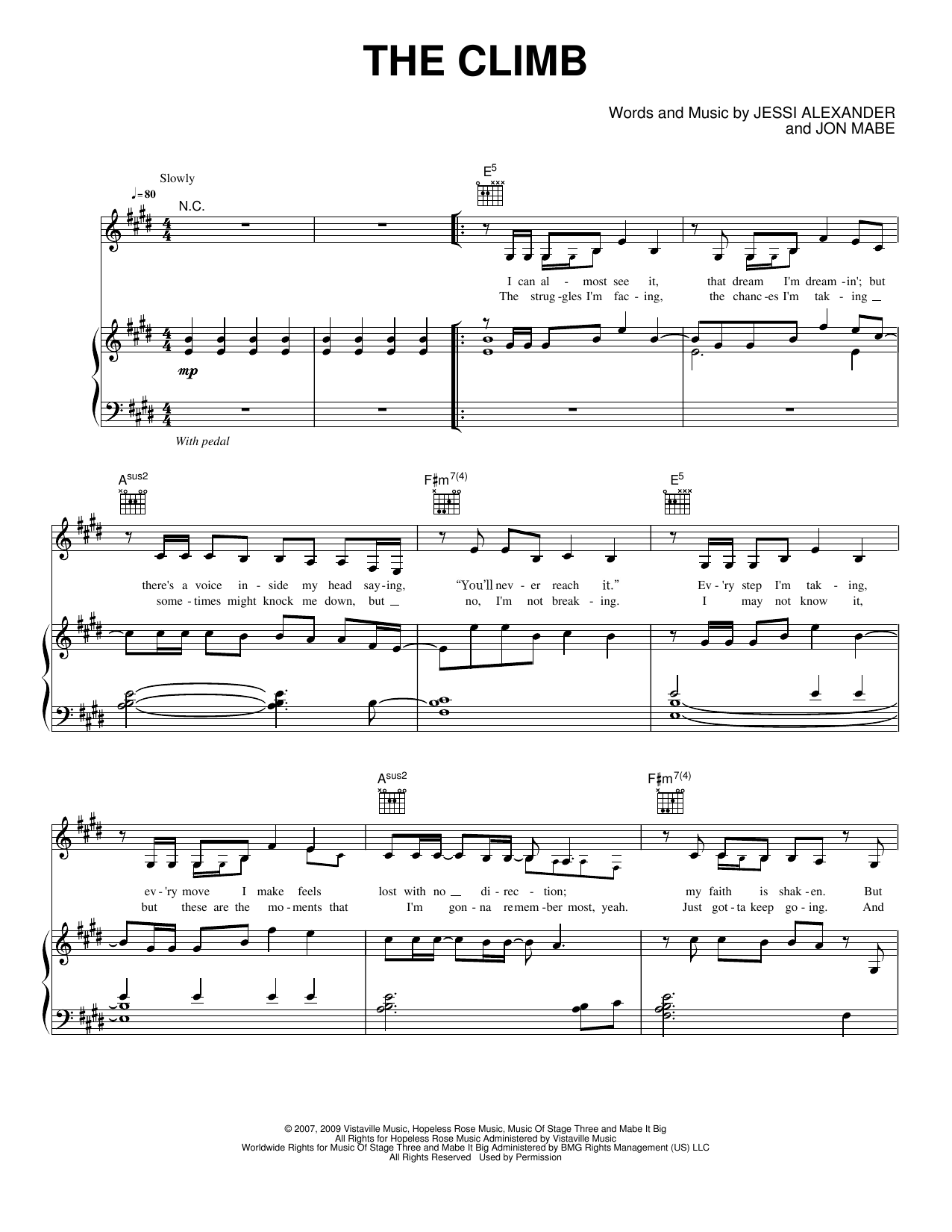 Download Miley Cyrus The Climb Sheet Music and learn how to play Piano, Vocal & Guitar Chords (Right-Hand Melody) PDF digital score in minutes