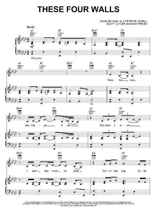 Download Miley Cyrus These Four Walls Sheet Music and learn how to play Piano, Vocal & Guitar (Right-Hand Melody) PDF digital score in minutes